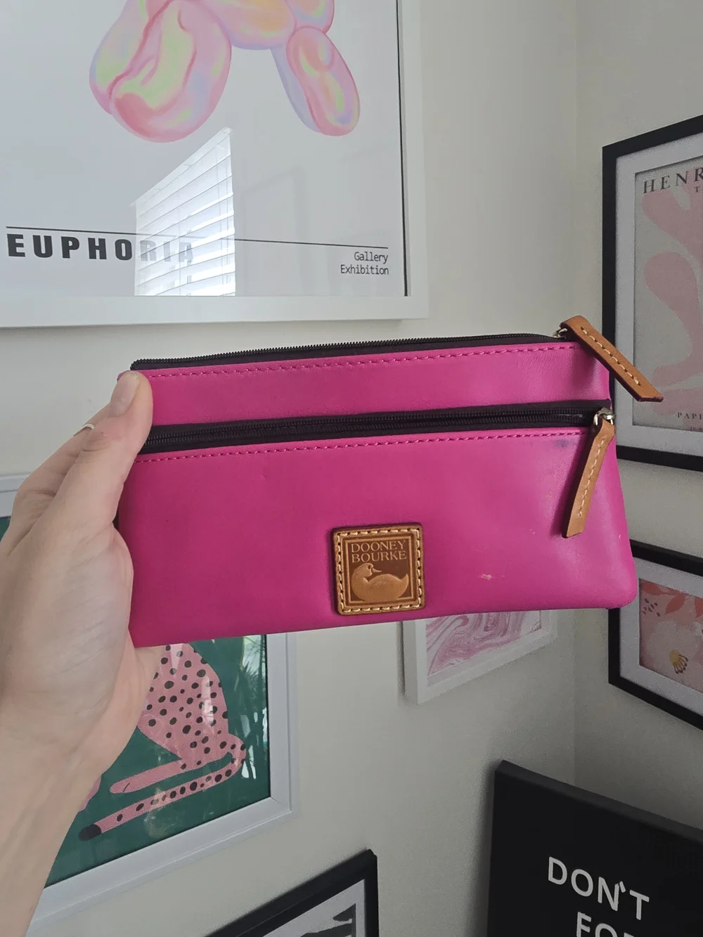 Dooney & Bourke Hot Pink Leather Wallet / Clutch